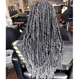 Passion Twist Hair 18 Inch Pre-twisted Passion Twist Crochet Hair for Women Pre-looped Water Wave Crochet Braids Bohemian Curly Crochet Hair Synthetic Hair Extensions 8 packs 1B/Gray
