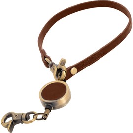 RafiCaro Reel Strap, 17.7 inches (45 cm), Stretchable Reel Included, Short Strap, Stretchable, Genuine Leather, Italian Leather, Antique Style, Men's, Women's, dark brown