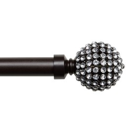 EXCLUSIVE HOME Anastasia 1" Curtain Rod and Finial Set, Matte Bronze, Adjustable 66"-120"