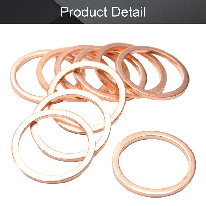 MroMax 20 Pcs Copper Flat Washers M18 Metric Round Gasket