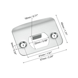 sourcing map D-Type Door Strike Plate, 10Pcs 57mm x 45mm Rounded Corners 201 Stainless Steel Latch Deadbolt Strike Plate for Door Frame Door Jamb, Silver