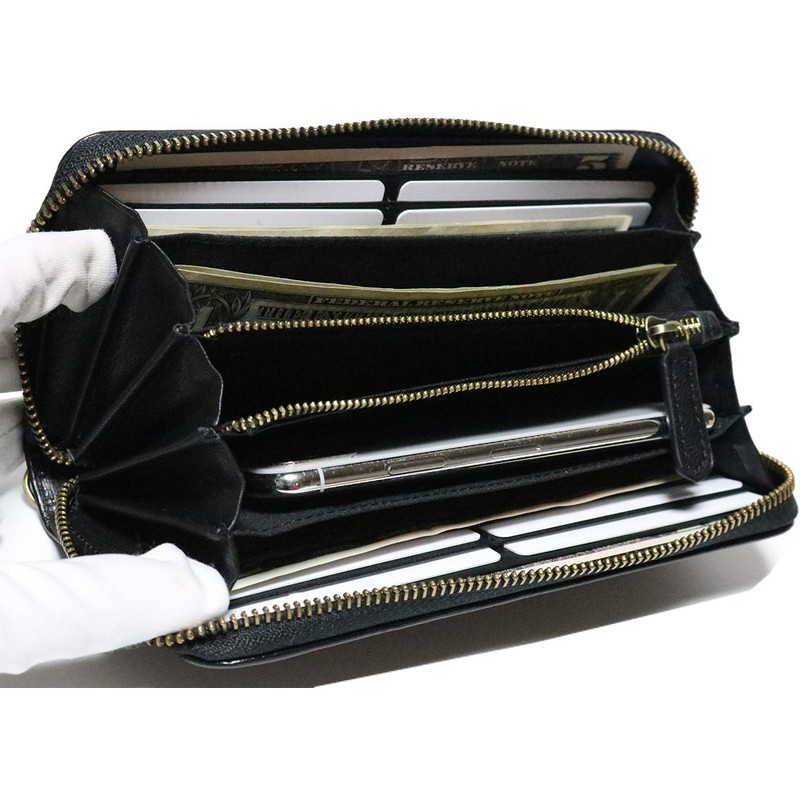 Belkut 0010124 Phoenix Embossed Genuine Leather Long Wallet, Round Zipper,