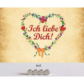 Blechschild 20x30cm gewölbt incl. 4 Magneten Ich Liebe Dich Vintage Retro Deko Geschenk Schild