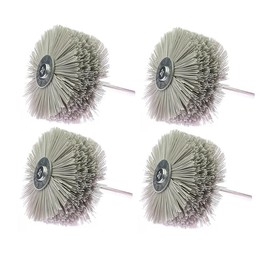 RAMS BRALIN 4 pcs 3.35x1.38x0.25 inch Drill Abrasive Wire Polishing Wheel Nylon Bristle RadRaial Brush for Wood Furniture Mahogany Finish (P400 x 4 pcs)