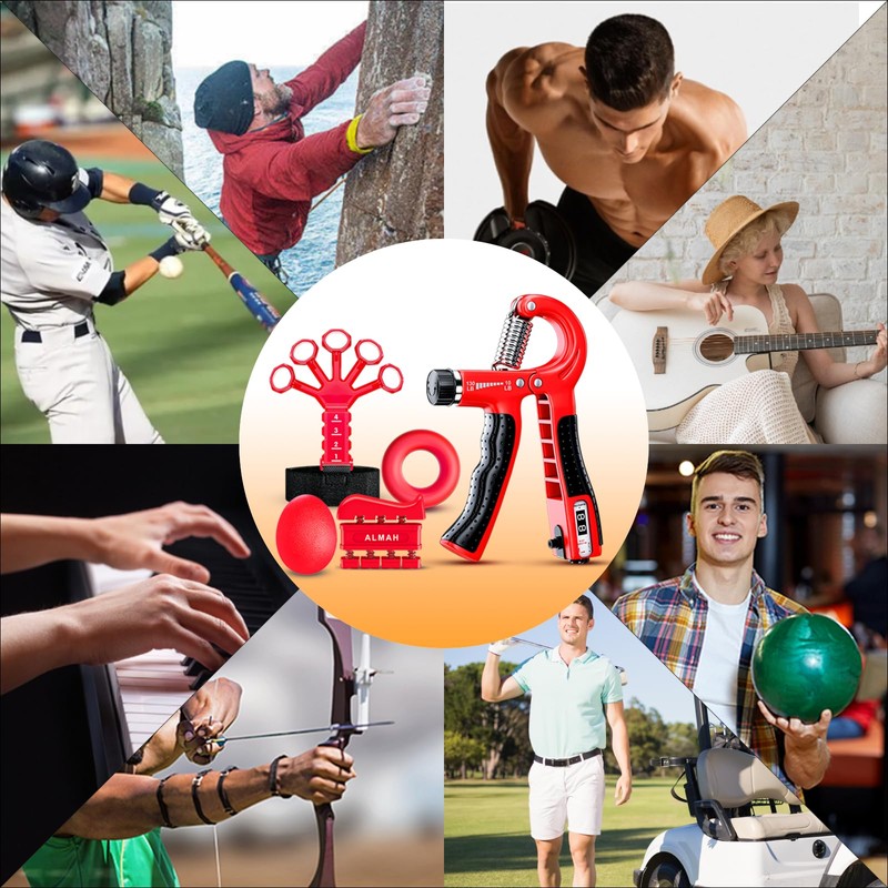 ALMAH Hand Trainer Finger Trainer 5-Pack Forearm Trainer Grip Strength