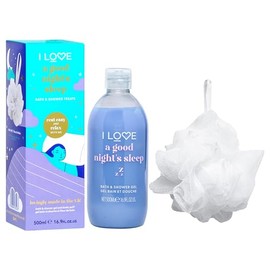 I LOVE Good Nights Sleep Bathtime Treats Bath and Shower Gel - Body Wash and Body Exfoliator Scrub for Smooth Skin - Calming Lavender Scent - 1 pc