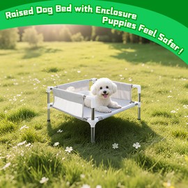 Makerfire Elevated Dog Bed, Raised Dog Sofa Bed for Small Dogs, Detachable Cooling Indoor/Outdoor Pet Cot with Non-Slip Feet, Polyester Cotton (19.5 “L x 19.5 ”W x 11.6 "H)