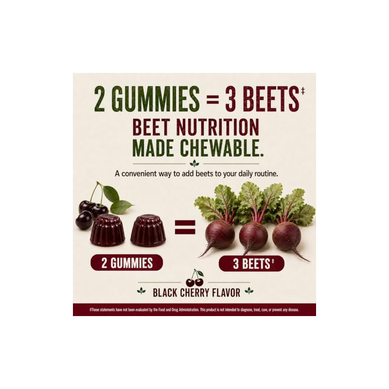 Country Farms Bountiful Beets Gummies, Circulation Superfood, Promotes Energy and