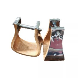 Hill Saddlery New Stainless Steel Covered Wood Stirrups in different widths  - 3" deep