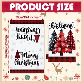 Merry Christmas Kitchen Towels, Winter Tea Dish Towels For Christmas, Housewarming Gifts For Women Neighbor Friends, Winter Holiday Hand Towels Set of 2, Xmas Tree Kitchen Decor For Farmhouse -11