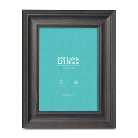 LaVie Home 5x7 Picture Frames (3 Pack, Black Wood Grain) Rustic Photo Frame Set with High Definition Glass for Wall Mount & Table Top Display