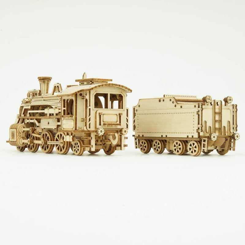 DIY Steam Train Model Vehicle 3D Wooden Puzzles Assembly Toys