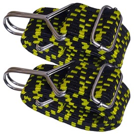 Tension Elastic Band with Hooks, 100 cm Expander with Hooks, Set of 2 for Outdoor, Garden and Camping, Transport and Fixation, Motorcycle, Bicycle, Yellow