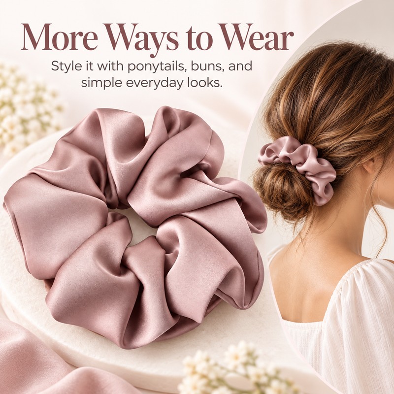Satin Scrunchie for Ponytails – Soft Elastic Hair Band for