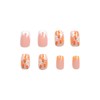 24Pcs Flowers Press on Nails Medium Coffin Fake Nails Orange