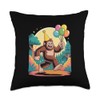 Bigfoot Birthday Party Sasquatch with Balloons Celebration Throw Pillow