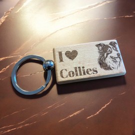 Ashton and Finch I Love Collies Keyring – Wooden Dog Key Ring – Ideal for Collie Lovers