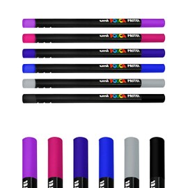 Posca Uni-Ball Professional Wax Colouring Pastels - KPA-100 - Midnight Set of 6
