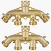 Hourleey Brass Garden Hose Splitter (4 Way), Solid Brass Hose