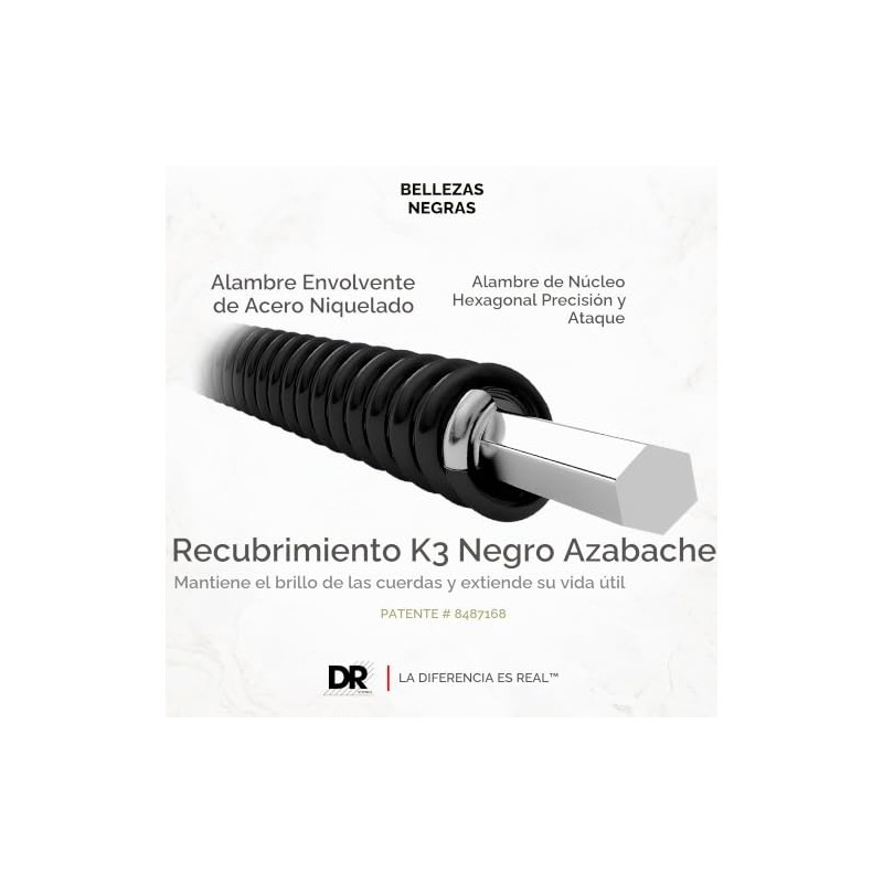 DR Strings BKE-10 Black Beauties K3 - Cuerdas para guitarra