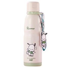 Pochacco Stainless Steel Insulated Water Bottle with Key Chain and Strap - Green 600ml