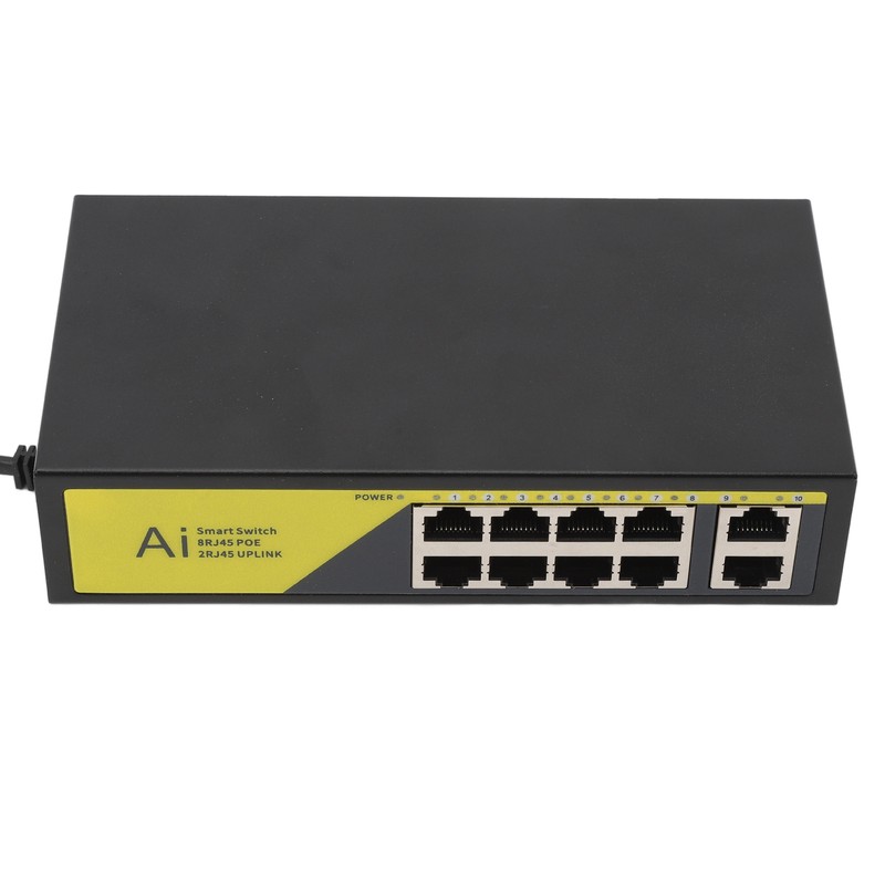 AI POE Switch 8 POE Ports and 2 Uplink 100Mbps