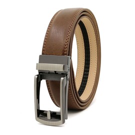 Ulterra Men's Belt, Genuine Leather, Auto Lock, Gift Box Included, Stylish, Holesless, Business Suit, Casual, One Size Fits Most, Stepless, brown/beige