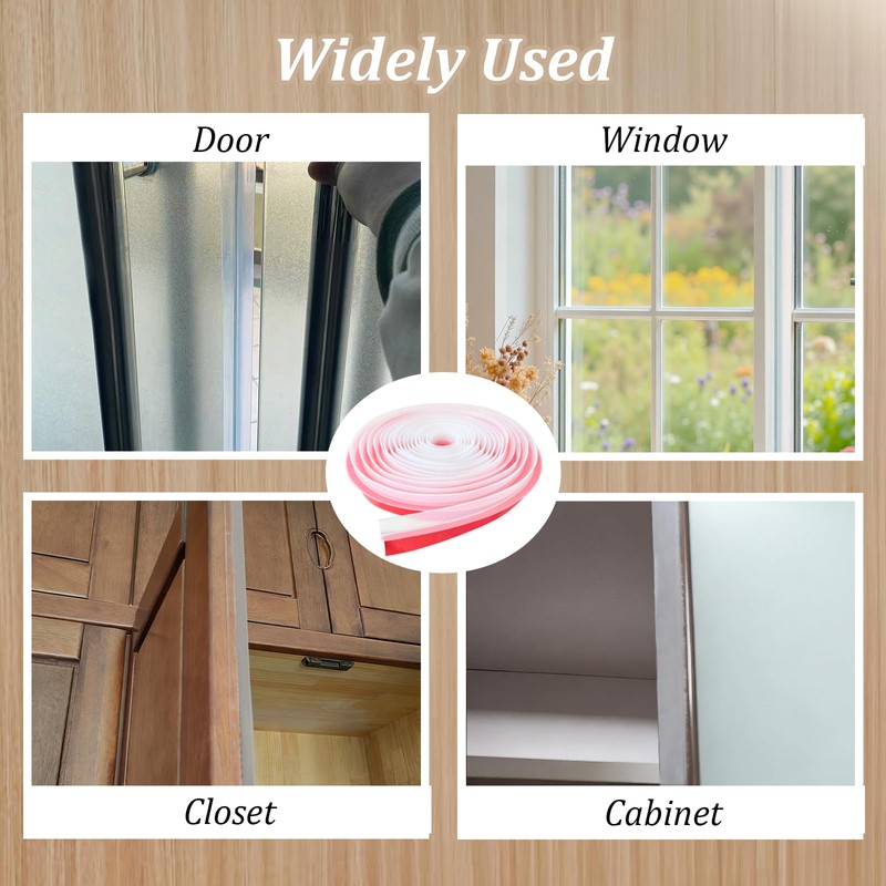 T-Shaped Clear Silicone Door Draft Stopper 1.97" x 20FT for