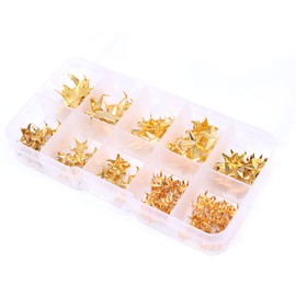 Tiardey 150Pcs Nailhead Star Studs Hand Pressed Metal Punk Rivets for Leather craft, Goth & Accessories, Belt, Designer Clothes and DIY Decoration - Gold