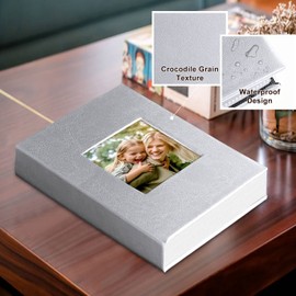 Ywlake Photo Album 4x6 100 Pockets 2 Packs, Small Mini Capacity Leather Photo Albums, Each Pack Holds 100 Top Loader Vertical Only Pictures Silver