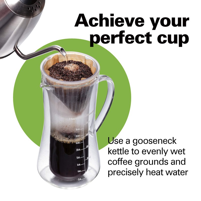 Hamilton Beach Pour Over Drip Coffee Maker, 17 Ounces, Glass