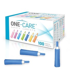 ONE-CARE Safety Lancets 21G x 1.8mm, Contact-Activated, 100/bx