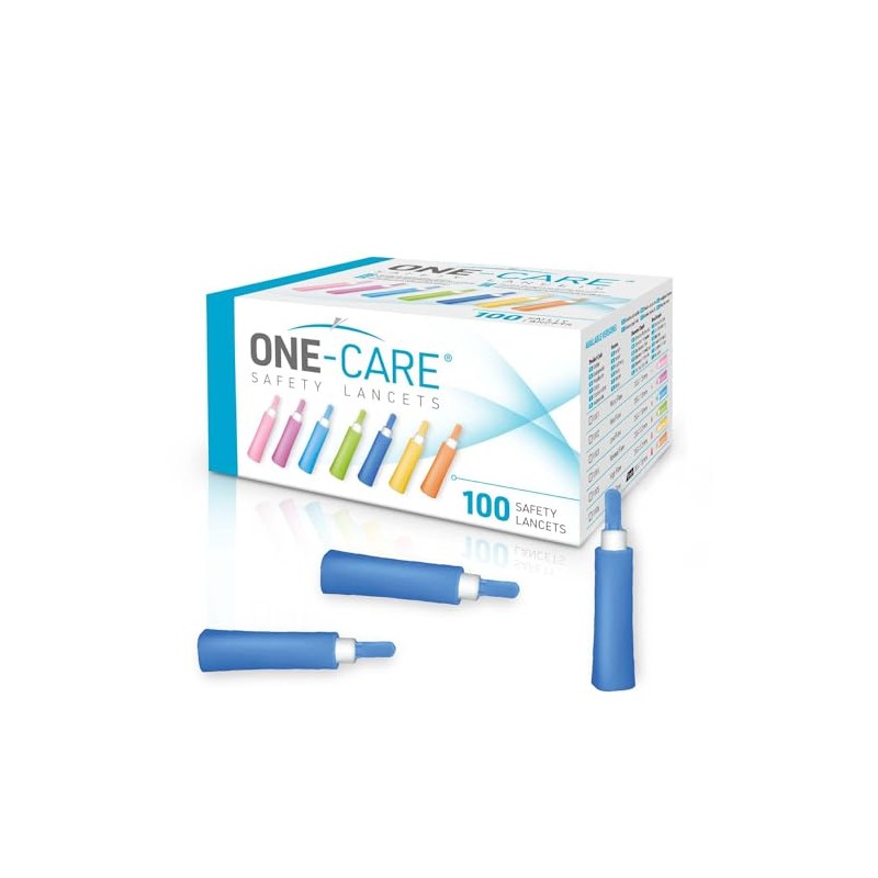ONE-CARE Safety Lancets 21G x 1.8mm, Contact-Activated, 100/bx