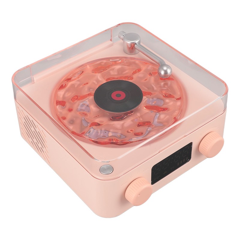 Record Player Style Bluetooth Speaker with Night Light and Time