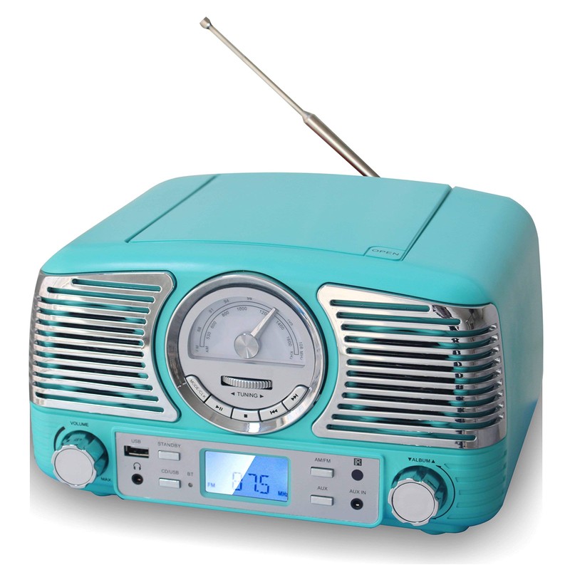 TechPlay QT62BT Turqouise , Retro design compact stereo CD, with