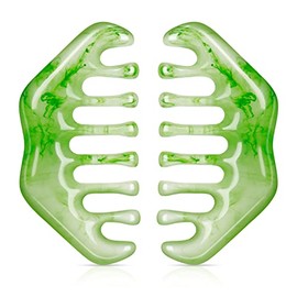 Geiserailie 2 piezas de peines de jade, suministros para esteticista, para masaje, piedra para el cabello, Gua Sha, raspado del cuero cabelludo, herra