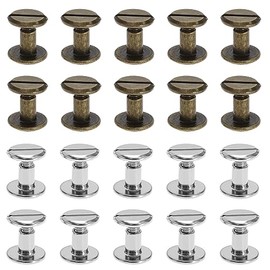 ECSiNG 40 Pairs Chicago Screws Round Flat Head Screw Rivets for DIY Leather Craft Belt Buckles Bookbinding Wallet Purse Wristband (20 Pairs Silver & 20 Pairs Bronze)