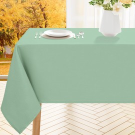smiry Rectangle Table Cloth, Waterproof Anti-Scratch Polyester Tablecloth, Decorative Washable Fabric Table Cover for Dining, Buffet, Parties and Outdoor, 60x84, Sage Green