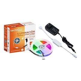 Tecnolite Connect - Tira LED Inteligente para Interiores, Conexión Wifi Indoor Smart Strip, Longitud 5 M, Compatible con Alexa y App. Potencia 15W Luz RGB con Blanca Dinámica. Iluminación Interior