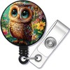 Lovely Owl Retractable ID Card Badge Holder with Alligator Clip,