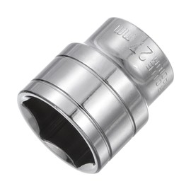 sourcing map 6-Point Shallow Socket, 1/2" Drive 27mm High Carbon Steel with Chrome Plated Metric Socket for DIY Hand-Making Repair Automotive