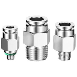 NANLACH PNEUMATIC 304 Stainless Steel Male Straight 10mm Tube OD x 1/4 Inch NPT Thread Push to Connect Fittings (Pack of 2)