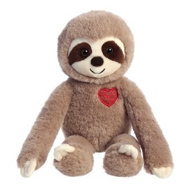 Aurora® Heartwarming Valentine Sweety Sloth Stuffed Animal - Decorative Companion - Loveable Companions - Brown 12 Inches