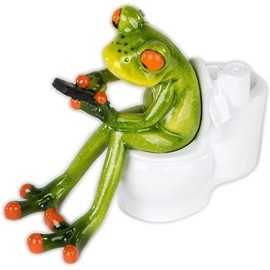 Norhogo Frog Figurine Statue Frog Sitting on the Toilet Green R Funny Green Frog on Toilet Sculpture Gifts for Fairy Garden Office Decoration