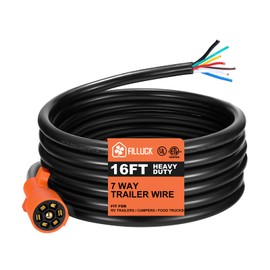 Filluck 7 Pin Trailer Wiring Harness with Double Prongs Trailer Connector,7 Pin Trailer Plug Heavy Cord,Waterproof 7 Wire Trailer Cable for RV Standard-16 Feet