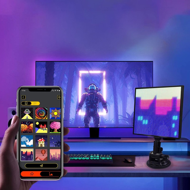 Luminea LED Display Board: Programmable LED Picture Frame with 64