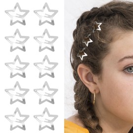 Star Hair Clips Y2K Accessories Silver Metal Hair Clips Snap Star Hair Accessories Non-Slip Star Clips for Girls and Women
