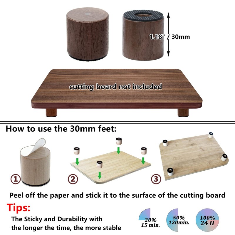 ANFU Cutting Board Feet, Walnut Chopping Board Feets, Non Slip