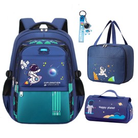 IHZZ Boy Backpack, Backpack for Boys, Cute Kid Backpack, Waterproof Lightweight Schoolbag Backpack with Lunch Bag and Pencil Case, Green(3 PCS Set)