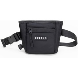Bolsa para premios para Perros, con Cierre magnético Potente, dispensador de Bolsas para excrementos y Clip metálico para la Cintura (Negra).